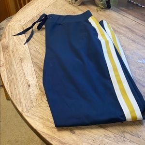 Track suit Navy Blue white & mustard yellow trim